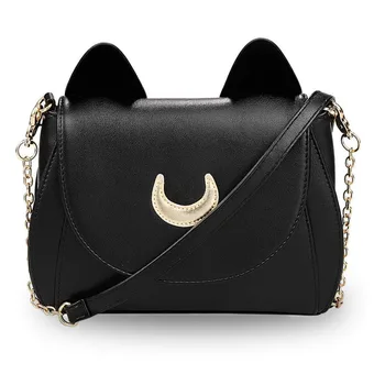 

2017 New Summer Limited Sailor Moon Chain Shoulder Bag Ladies Luna Cat PU Leather Handbag Women Messenger Crossbody Small Bag