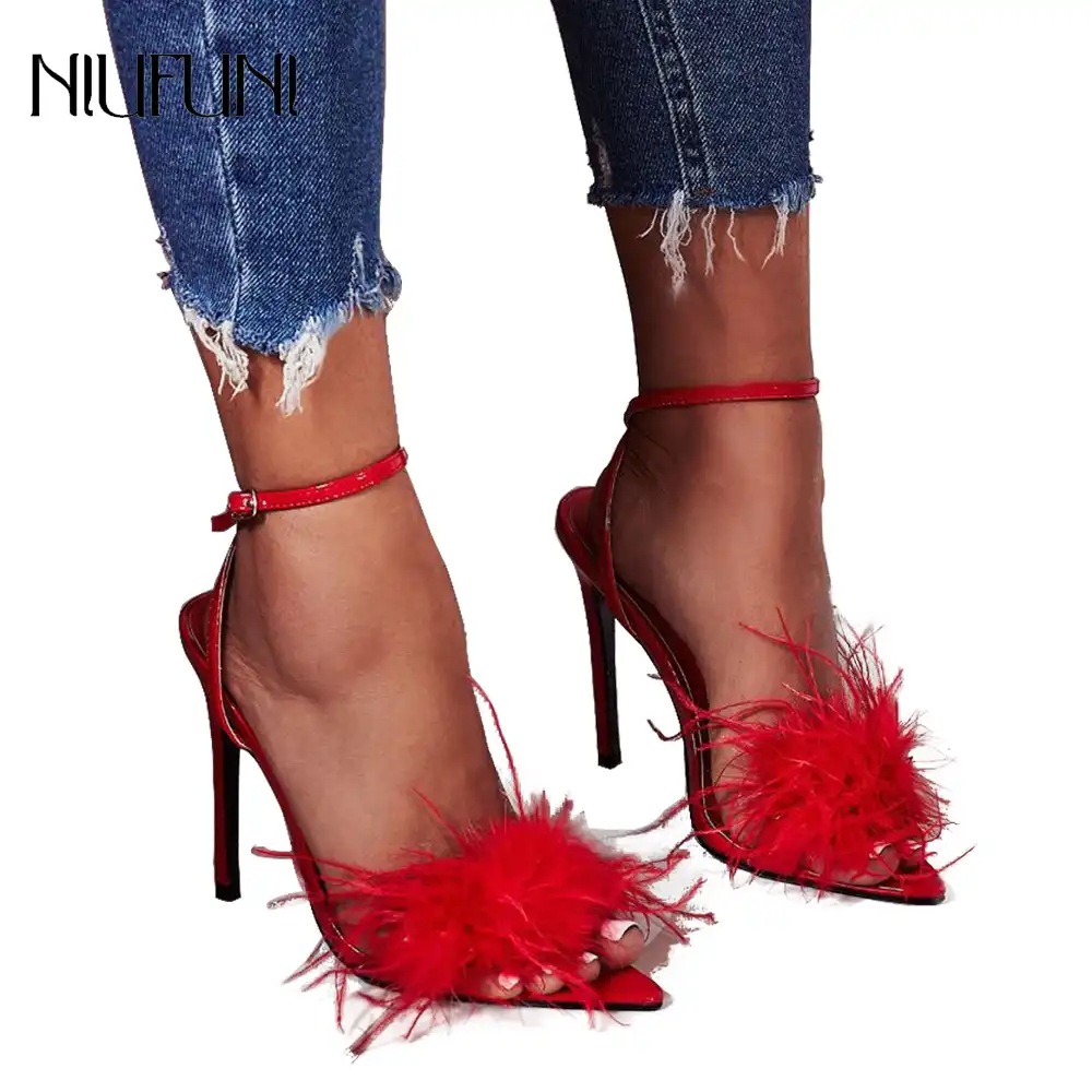 red pumps with strap