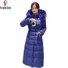 2016 X Long Snow Wear Faux Fur Hood Parkas Winter Jacket Women Thick Warm Cotton Winter Coat Women Casaco Manteau Femme YY251