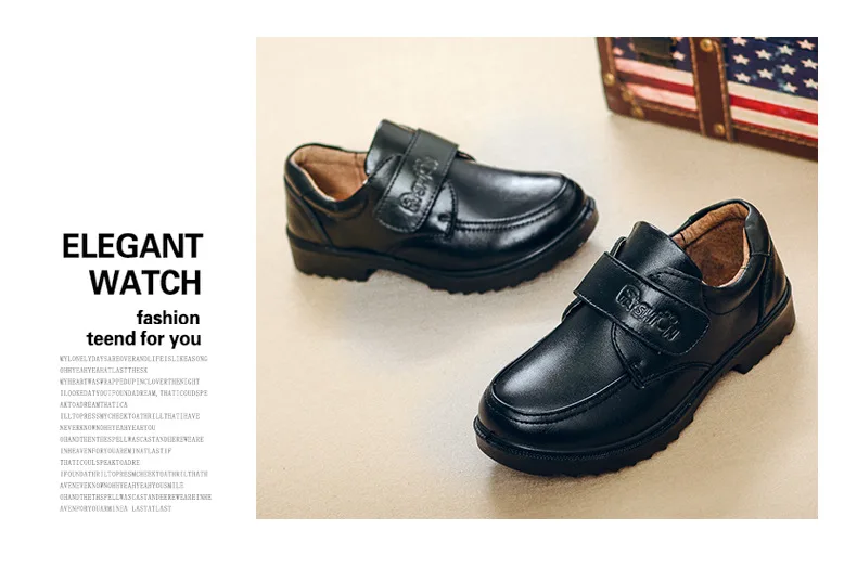 Новинка, натуральная кожа, высокое качество черная кожаная обувь для мальчиков; модная обувь для отдыха; обувь для детей, для девочек детские кожаные туфли