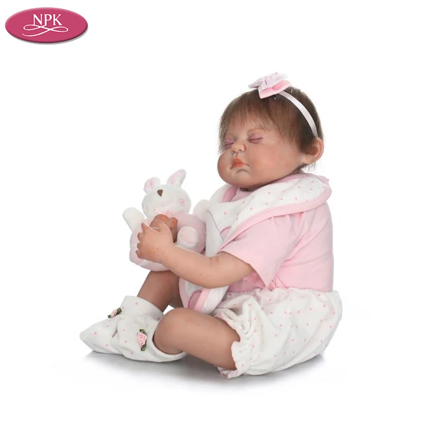 NPK Lifelike Babies Girl Silicone Reborn DOll + Soft Toys Fashion Children Birthday Gifts Newborn Baby  Rooted Hair And Eyebrow (1)