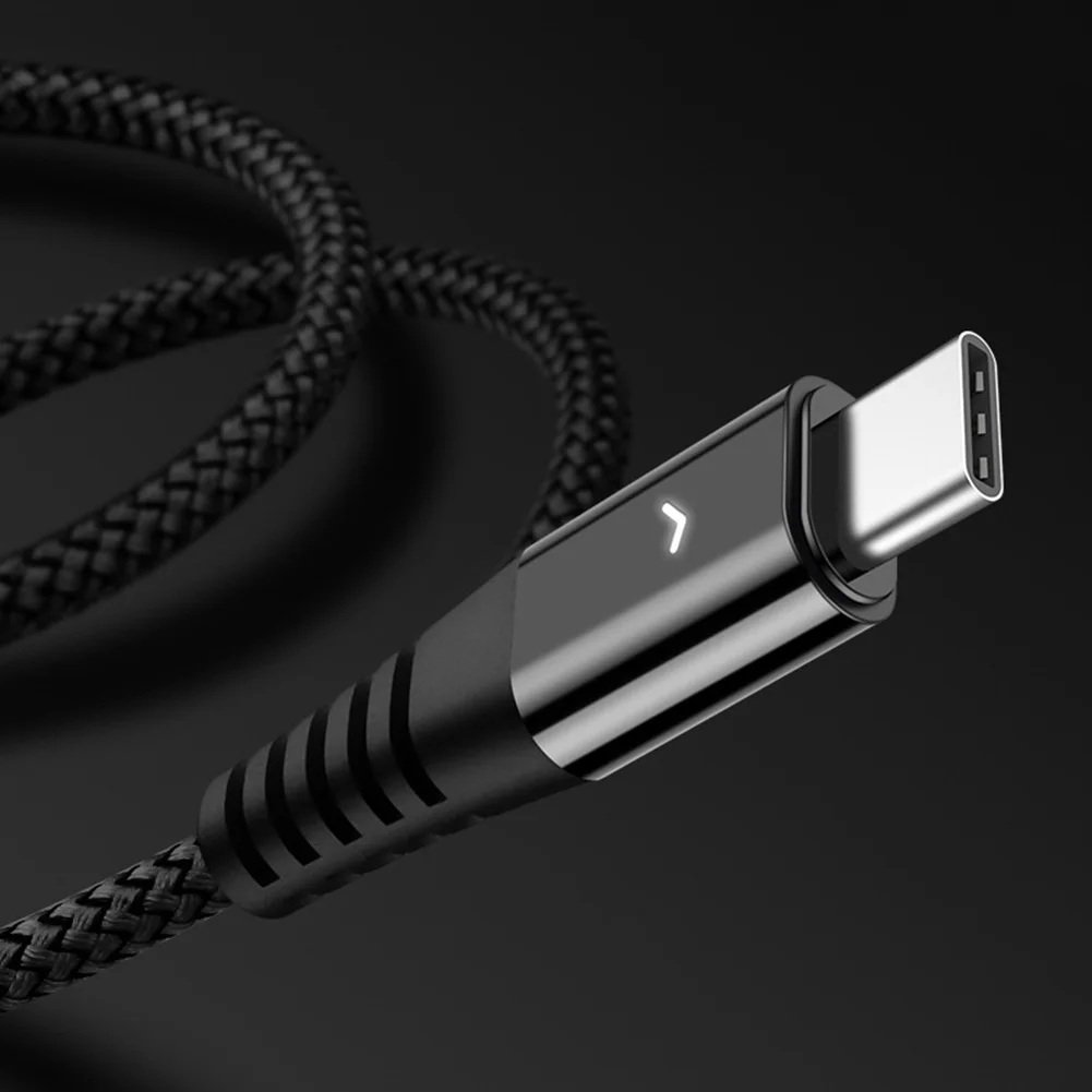 Mayround мощный Плетеный светодиодный светильник USB C type C кабель для быстрой зарядки и передачи данных для samsung Galaxy S9 Plus S8+ для huawei