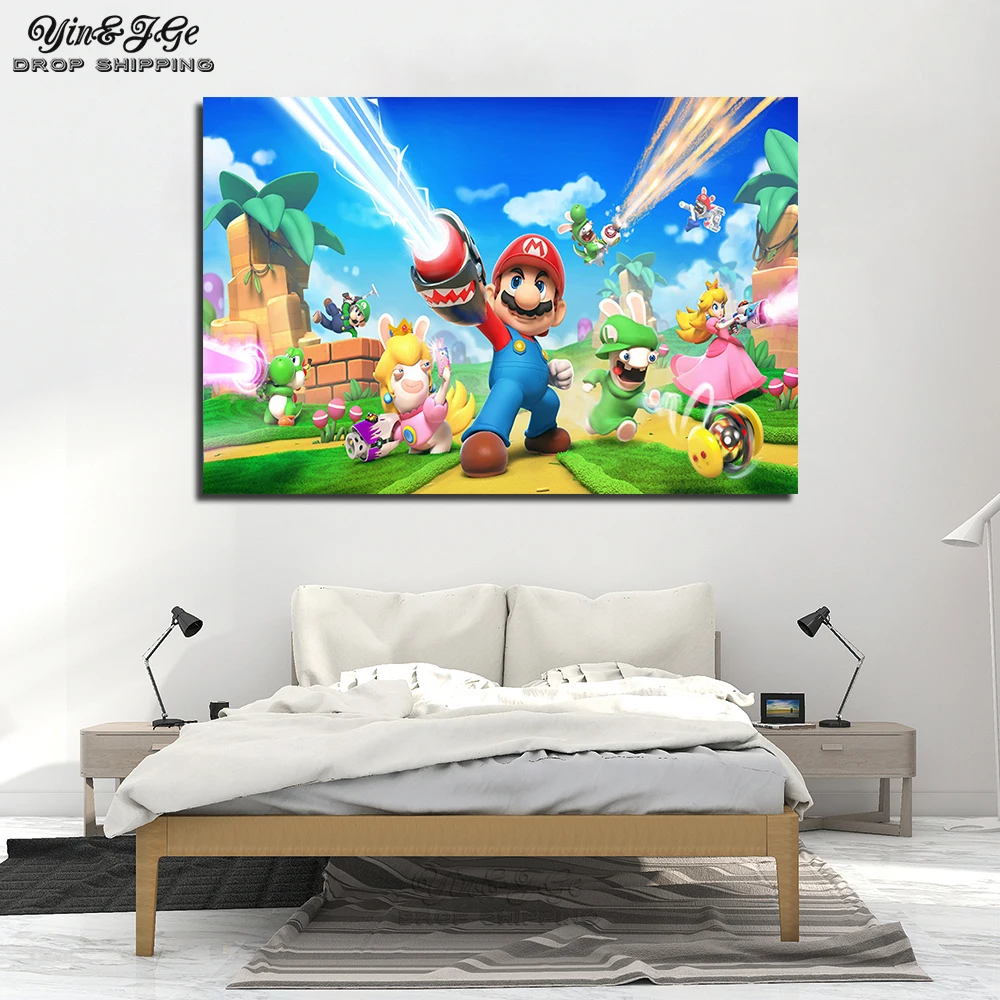 1 Piece Super Mario Bros Luigi Game Poster Wall Art Canvas