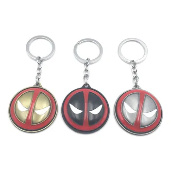 

Wholesale 12pcs/lot Movie X-men Deadpool Rotatable Metal Keychain Pendant Key Chain Chaveiro Size 5cm 3Colors Options