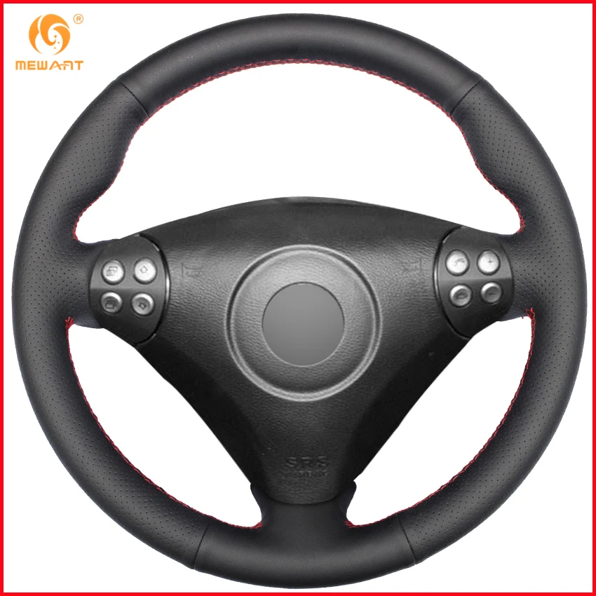 

MEWANT Black Artificial Leather Steering Wheel Cover for Mercedes Benz SLK-Class W170 W171 SLK 2004-2008 C230 Kompressor Sport