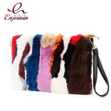 Дизайн, натуральная меховая полосатая цветная модная дамская Сумка-конверт, повседневные клатчи, женская сумка через плечо, сумка-мессенджер