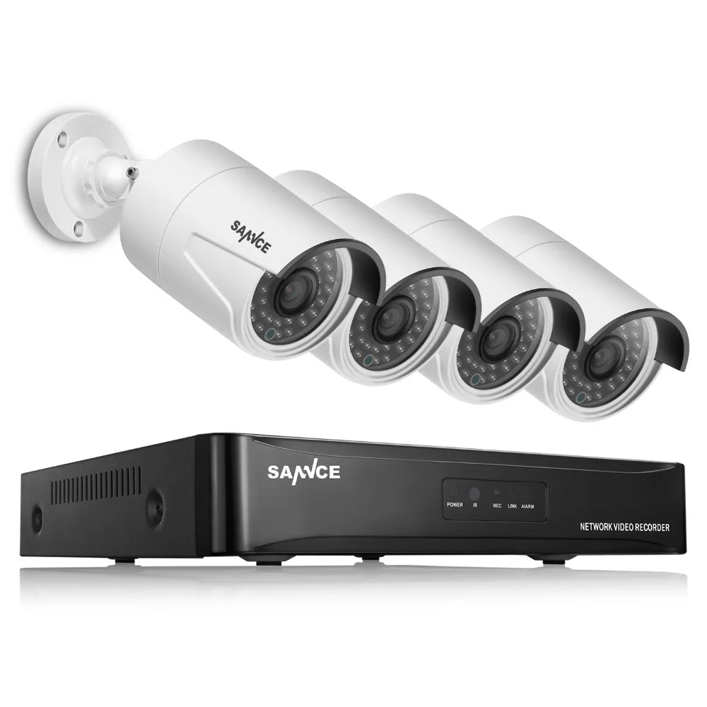 SANNCE HD 960P PoE 4PCS 1.3MP IP Network CCTV Home Security Camera System 4CH HDMI NVR Surveillance Kits Wholesale Construction & Real Estate