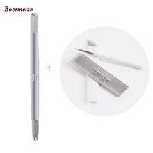 Брови руководство Пен тату 3 головки замок иглы с 30 шт. Вышивка Крестом Иглы для постоянного Макияж ручка для бровей губ татуировки microblading ручка