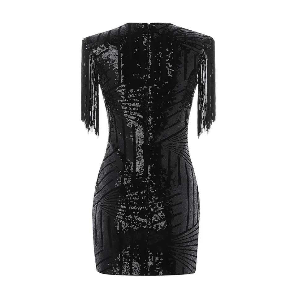 DressBird сексуальное облегающее вечернее платье знаменитости Vestidos с блестками