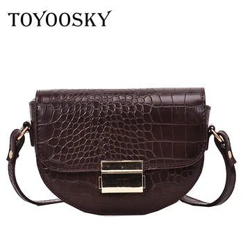 

TOYOOSKY Crocodile Pattern Vintage Leather Crossbody Bags For Women New Small Purses and Handbags Ladies Shoulder Messenger Bag