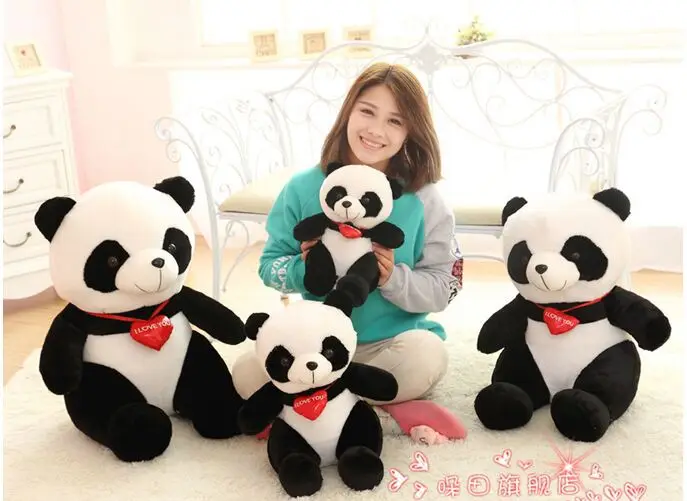 Средний размер плюшевая игрушка-Панда Прекрасный гостиной панда кукла с красным сердцем мягкая игрушка подарок около 50 см 0342