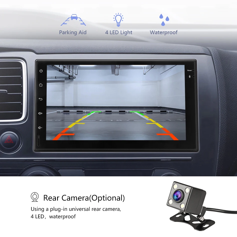 Discount Jansite 7" 2 din Car Radio MP5 Android 8.1 player HD 1080P Digital Touch screen mirror + Bluetooth Car Stereo with microphone 10