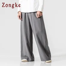 Zongke китайский стиль уличная хлопковая льняная Мужские штаны для бега тренировочные штаны-шаровары Мужские 5XL брюки Мужские штаны хип-хоп