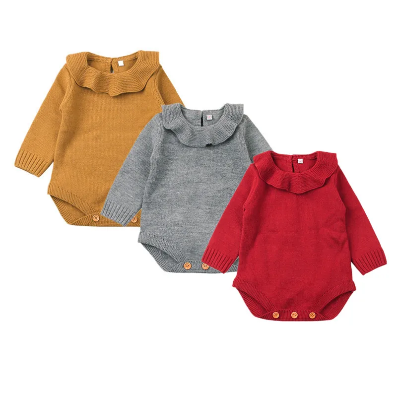 

Newborn Baby Girl Clothes Fashion Infant Princess Bodysuit Jumpsuit Spring Long Sleeve Toddler Children Knitted Onesie Body Suit