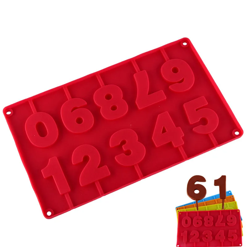

GODWJ 0-9 Numbers Shaped Silicone Mold Chocolate Mold Candy Cake Baking Mold DIY Silicone Forms Cake Decorating Tools 4 Colors