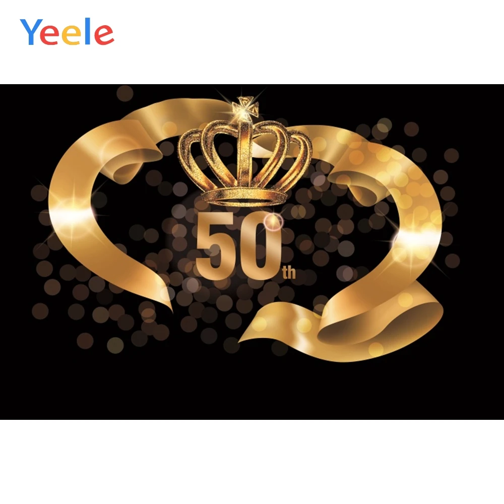 Yeele Vinyl 50th Birthday Party Golden Crown Light Bokeh Photography Backdrop Man Woman Photographic Backgrounds Photo Studio