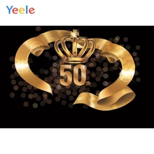 Yeele Vinyl 50th Birthday Party Golden Crown Light Bokeh Photography Backdrop Man Woman Photographic Backgrounds Photo Studio