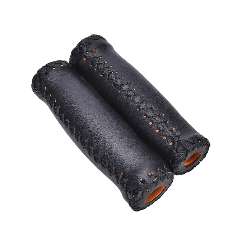 Poignées Cuir Vélo Velo 125mm Poignées De Guidon En Cuir Véritable VELO - Ergonomiques, Cousues Main, 125 Mm Poignet Velo