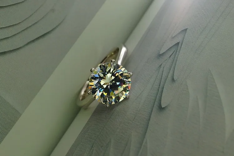 COLORFISH, роскошное кольцо с круглой огранкой, 4 карата, классическое, шесть зубцов, SONA CZ, цельное, 925 пробы, серебряное, обручальное кольцо для женщин