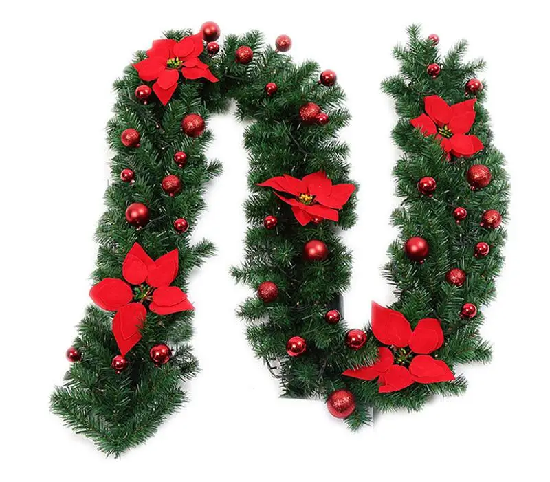 2,7 м рождественское светодиодное украшение на елку, разноцветное украшение из ротанга, вечерние, свадебные, домашние, уличные гирлянды, шифрование с подсветкой - Цвет: red without light