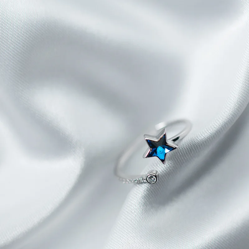 MloveAcc 925 пробы серебряные синие кольца для мужчин и женщин регулируемые серебряные кольца ювелирные изделия - Цвет основного камня: 925 Sterling Silver