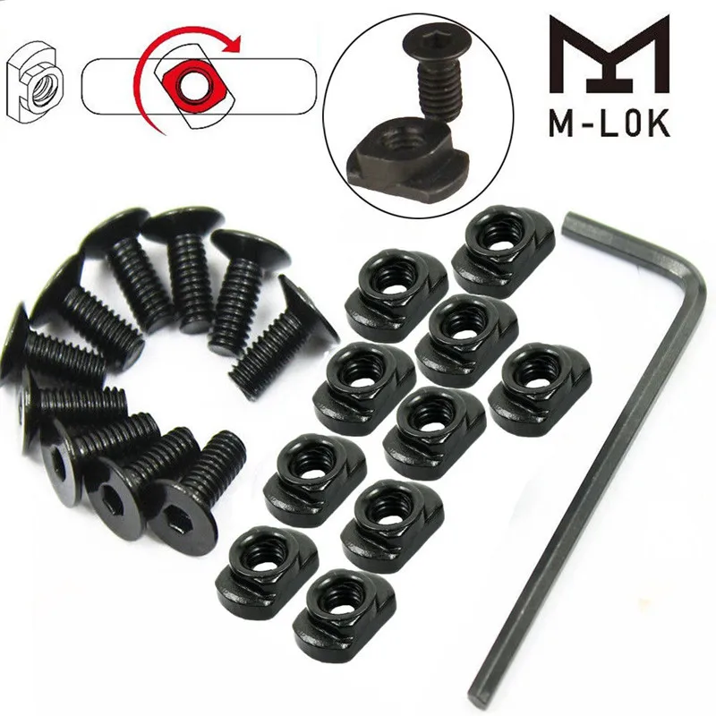 

10 Pcs M-LOK Screw and Nut Replacement for MLOK Handguard Rail Sections Hunting