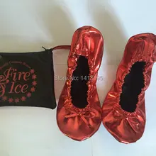 Дизайн лучшее качество сверкающих красные Балетки без каблука обувь складной обувь подходящей сумочкой