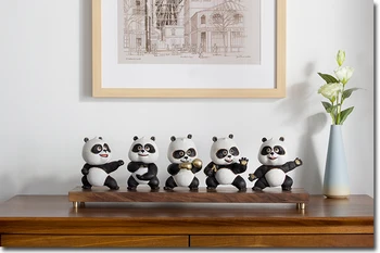 

5PC/Set Copper Ornaments "Congfu Panda" Crafts Home Decoration Animal Ornament Furnishing Articles Business Gift