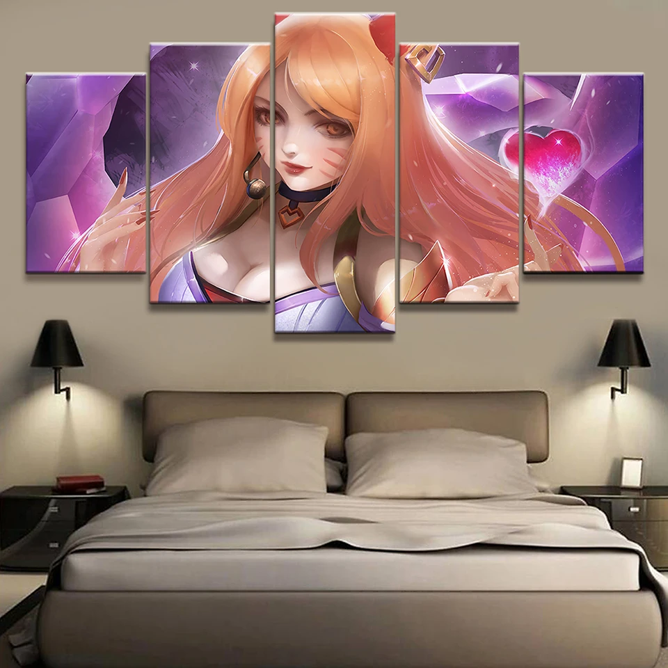 Home-Decor-Canvas-Painting-5-Pcs-Cute-Sexy-League-Of-Legends-LOL-Ahri-Pictures-Wall-Art (1)