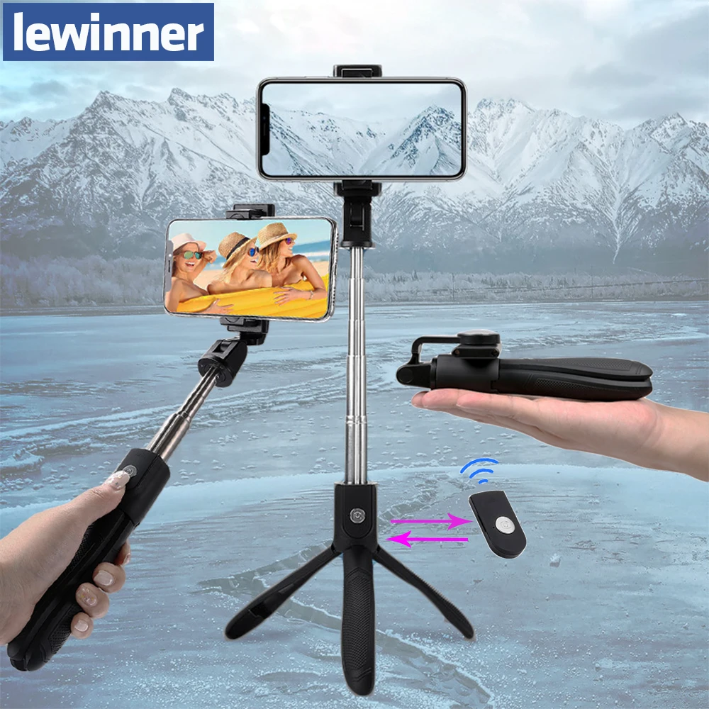 

Lewinner K06 Selfie Stick with Rear Mirror and Bluetooth Remote Shutter Monopod Fill Light for iPhone 8 Plus Selfie Stick Tripod