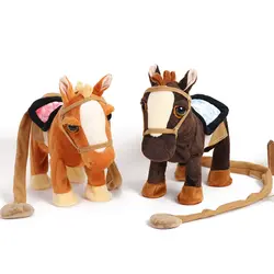 Детская электрическая плюшевая игрушка пони поет и танцует симулятор лошади поводок Прогулки электронная лошадь машина рождественские