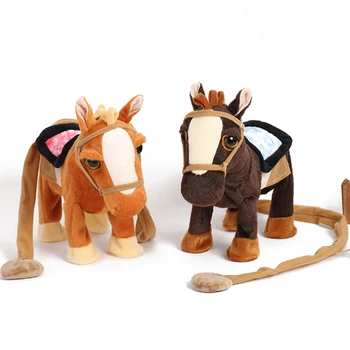 

Children's Electric Plush Toy Pony Will Sing And Dance Simulation Horse Leash Walking Electronic Horse Machine Christmas Gifts