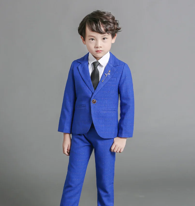 Kids Boy Formal Birthday Suits Gentlemen Blazer Dress Sets Vest Pants Tie Outfit 