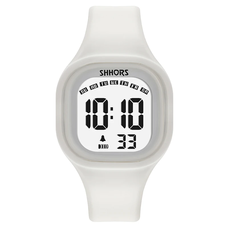 Для женщин и мужчин цифровые часы черный силиконовый ремешок LCDElectronic наручные часы повседневные спортивные Erkek часы Bayan Kol Saati Прямая - Цвет: Белый
