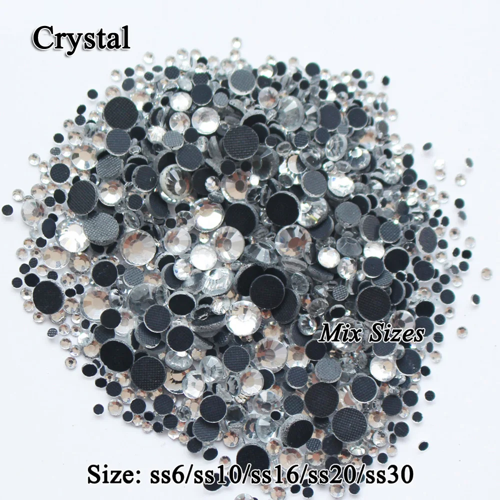 Crystal AB исправления Кристалл Flatback со стразами блестящие камни SS6 SS10 SS16 SS20 SS30 Mix Craft