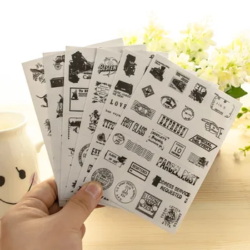 

18 Sheets Vintage Retro PVC Stamp Sticker DIY Handmade Deco Label for Diary Scrapbooking Planner Stationery School Supplies