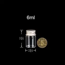 100 шт. 22*35*14 мм 6 мл Ясно Стеклянная бутылка с серебристо-серый цвет винт металлический колпачок
