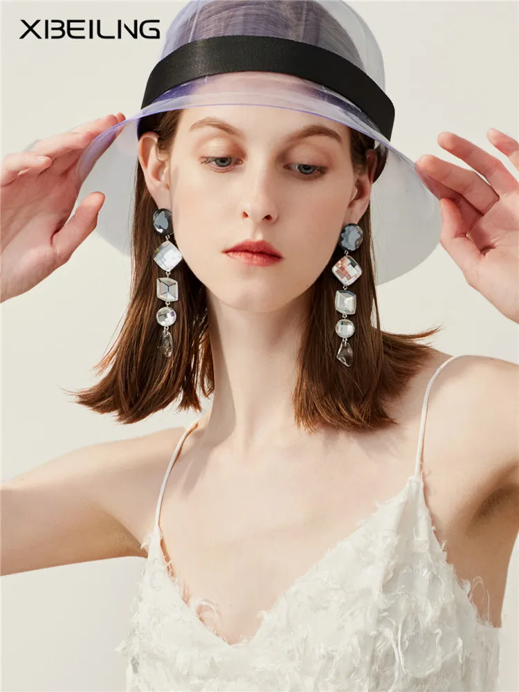 

Long Irregular Artificial Zircon Exaggerated Earrings Female Temperament Net Red Simple Personality Pendant Accessories