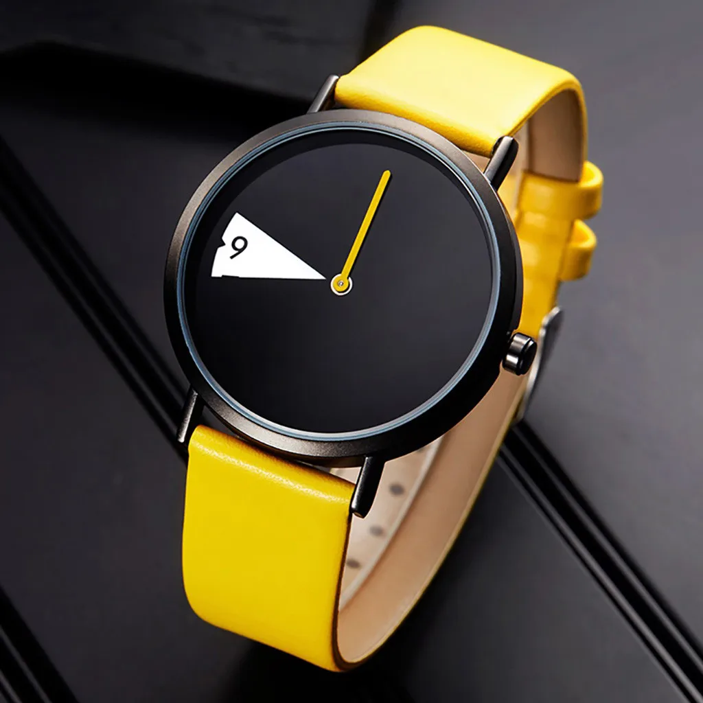 

SK Yellow Watch Creative Quartz Watch Fashion Leather Band Wristwatches Clock Male Cool Clock Relogio Masculino for droshipping