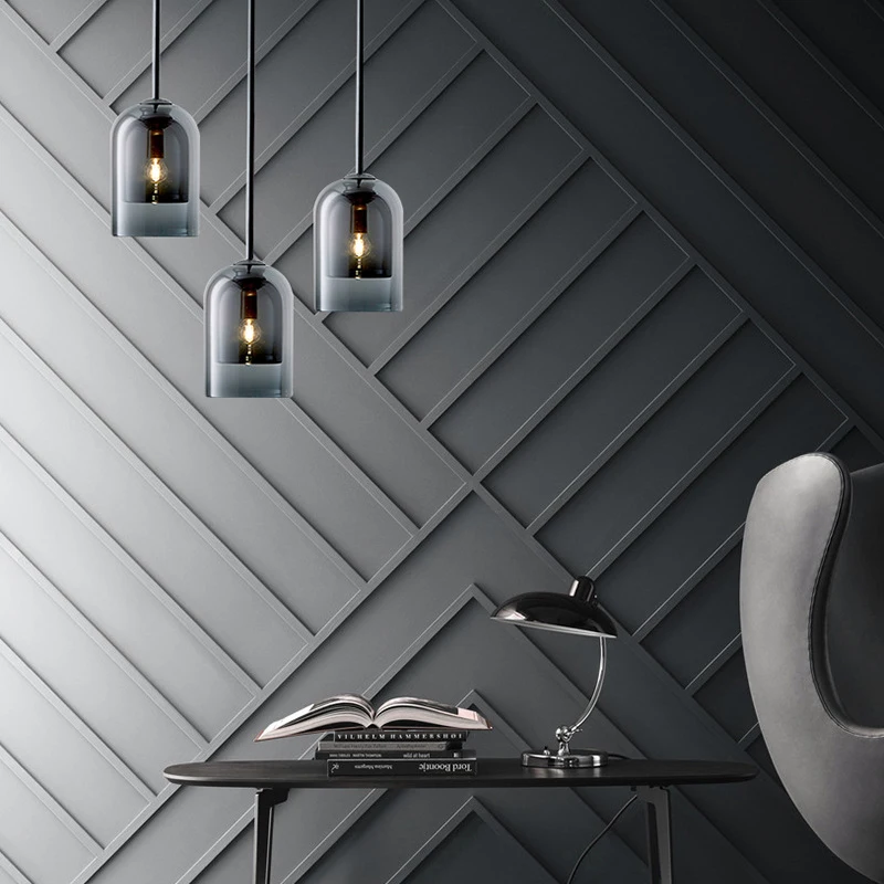 

Postmodern Single Head LED Pendant Lamp Double-Layered Glass Bedside Bar Cafe hotel Model Room LED Pendant Lighting Fixture