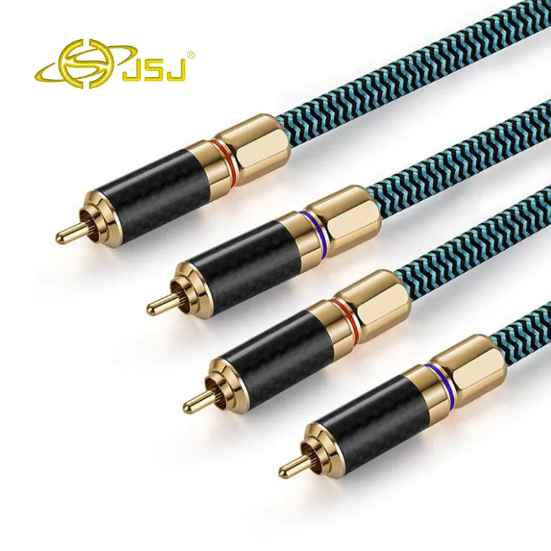 JSJ 2RCA audio cable silver plated copper red and white double lotus