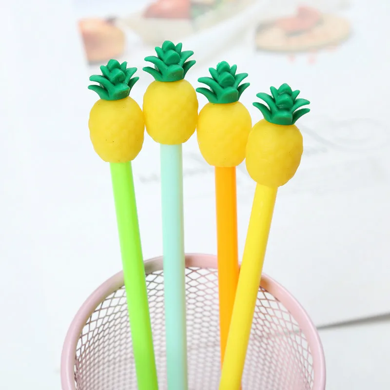 

40 PCs Creative Cartoon Fruit Pineapple Neutral Pen Cute Learning Stationery Office Supplies Signature Pen Wholesale