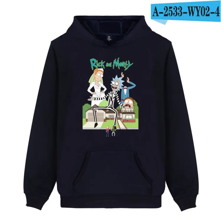 LUCKYFRIDAYF Rick And Morty мужская толстовка с капюшоном Harajuku/Женская хлопковая Осенняя аниме-Толстовка Кепка для мужчин/женщин толстовки уличная одежда - Цвет: navy blue