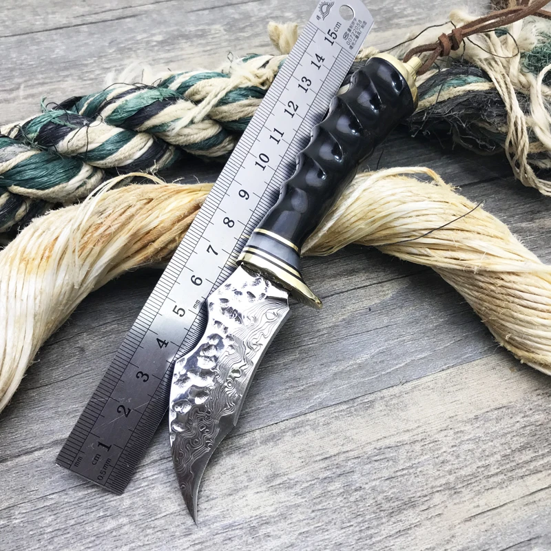 High Quality Handmade real Damascus steel hunting knife Natural Black