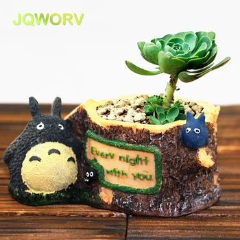 

New Modern Cartoon Succulent Planter Pot Resin Creative Crafts Cute Totoro Flower Pot Home office garden Decorations Vase pots