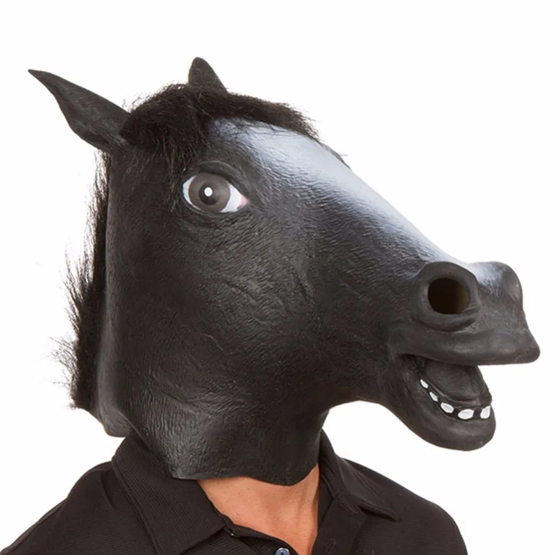 

Full Head Mask Horse Head Mask Creepy Fur Mane Latex Realistic Crazy Rubber Super Creepy Party Halloween Costume Animal Mask