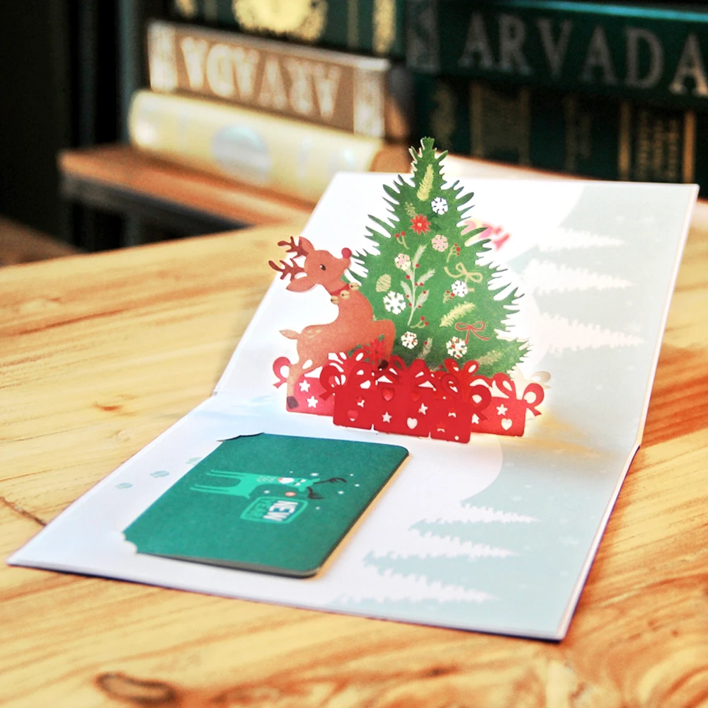 Сердце Луна Счастливого Рождества ПРИВЕТСТВИЕ КАРТЫ 3D лазерная резка X'mas