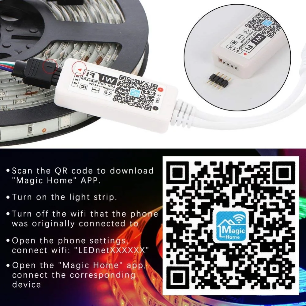 Умный Wi Fi контроллер светильник 5 м 10 15 RGB Светодиодная лента 5050 Водонепроницаемая