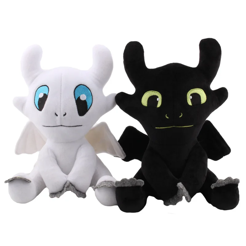 

25 pcs/lot 25 cm How to Train Your Dragon 3 White Black Dragon White Toothless Plush Toy Light Fury Toy Light Fury