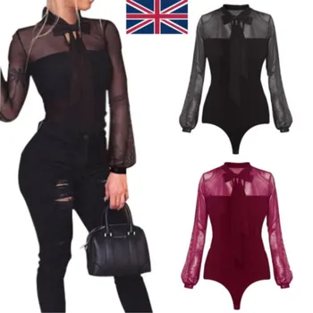 

2019 Newest Hot Hirgin Long Sleeve Tulle Bodysuit Leotard Sexy Ladies Romper Jumpsuit Clothes Mesh